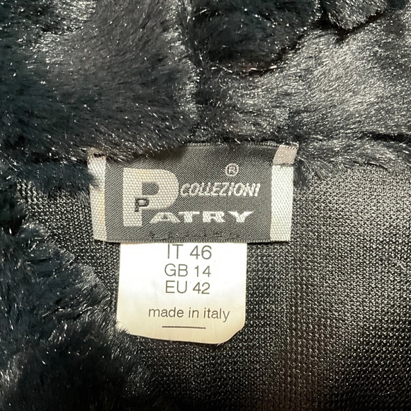 PATRY COLLEZIONI Faux Fur Cowl Neck Short Dolman Sleeve Top Italy 46 US Sz L - Picture 4 of 9